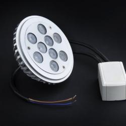 SERIE TG LED Lampada tipo AR o QR, corpo Alluminio, óptica Trasparente 2 PIN 9x 9W
