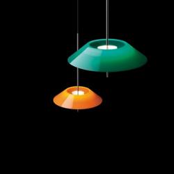 Mayfair Pendant Lamp ø52cm 1xLED 2,4W + 1xLED 16,8W dimmable lampshade of methacrylate - Nickel Black Shiny and orange