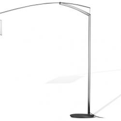 Balance Floor Lamp with arm short Diffuser cotton Lacquered Silver
