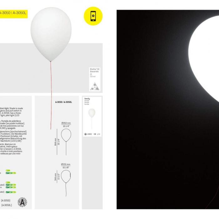 Estiluz Balloon To 3050l Wall Lamp 26cm E27 20w 030507470
