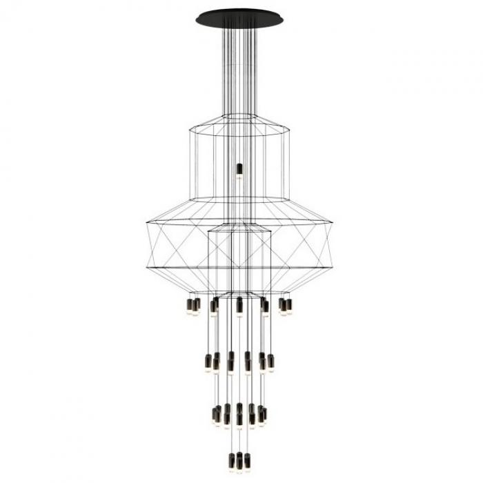 Imagen 1 de Wireflow linear Pendant Lamp 280cm 43xLED 4,5W dimmable - Lacquered Black