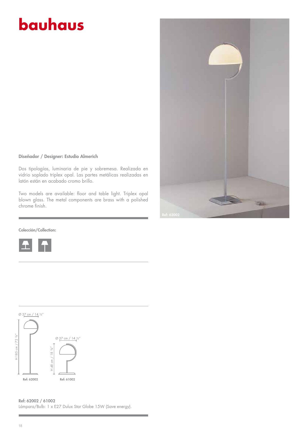 Almerich Bauhaus lámpara 1xE27 15w 62002